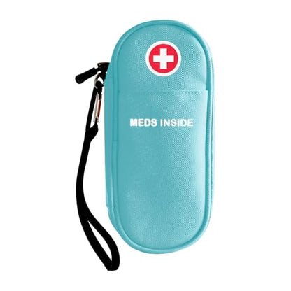 EpiPen Carrying Case Insulated, Travel Medical Bag with YKK Zipper, Emergency Medication Organizer Pouch for 2 Epi Pens or Auvi-Q, Anti-Histamine, Asthma Inhaler, Allergy Medicines, Light Blue - color: Light Blue