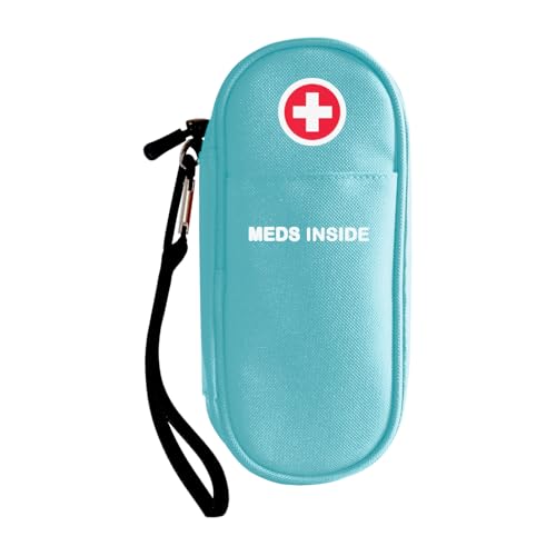 EpiPen Carrying Case Insulated, Travel Medical Bag with YKK Zipper, Emergency Medication Organizer Pouch for 2 Epi Pens or Auvi-Q, Anti-Histamine, Asthma Inhaler, Allergy Medicines, Light Blue - color: Light Blue