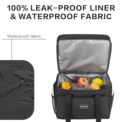 Hulongo Insulated Soft Cooler Bag, Large Ice Coolers Soft Sided Ice Chest for Beach, Collapsible and Portable - color: black (60 CAN Xlarge)