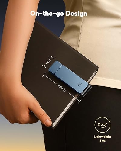 86lux Book Light, Rechargeable Clip-On LED Reading Light for Bed & Night Use - 3 Color Temperatures with Stepless Dimming, Ultralight Bookmark Design for Kids, Book Lovers, Blue - color: Blue