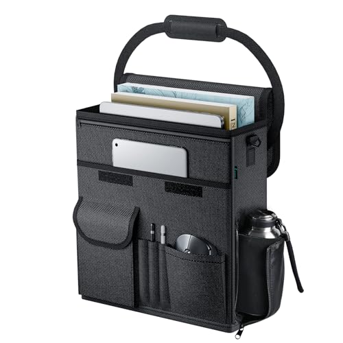 FLORICH Car Front Seat Organizer, Car Laptop Holder Backseat Organizer for Work, Automatic Document Holder Multi-Pocket Storage Organizer, Car Seat Back Storage Bag with Cup Holder - color: E-Front&Back Seat-Black
