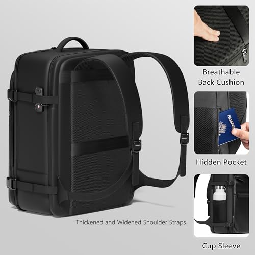 SUOCO Travel Vacuum Backpack with Portable Electric Pump, 45L Carry On Compression Seal Travel Backpack with Vacuum System, Traveling Packing Luggage Suitcase, Black - color: Black