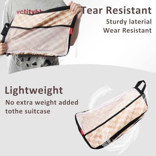 U+U 4 Set Compression Packing Cubes - Ultralight Travel Organizers, Space-Saving Suitcase Organizer, Expandable Packing Cubes for Travel, Business Trip and Family Vacation (Khaki Checkered)