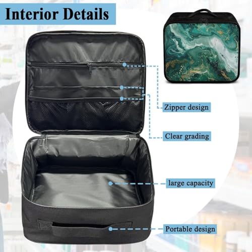 Empty First Aid Bag Green Marble Print Hummingbird Floral First Responder Case for Emergency Teams and Family Use Includes Modular Inserts Wear Resistant Zippers Breathable Back Panel - color: Green Marble Print