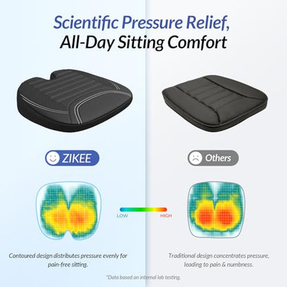 ZIKEE Wedge Car Seat Cushion for Tailbone Pain Relief & Better Visibility, Ergonomic Memory Foam Seat Cushion for Car with Breathable Channel Design, Fits Car, SUV, Truck, Non-Slip Mesh Cover