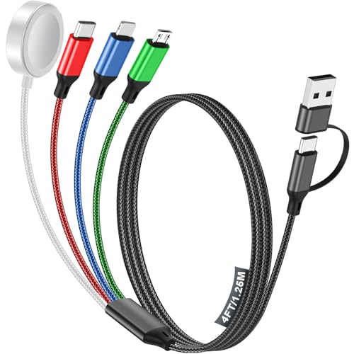 Travel Essentials,Multi Charging Cable for Apple Watch Charger/iPhone Charger/Samsung Charger,USB A & Type C Power Cable for iWatch Ultra/10-2/iPhone 17-11/Samsung S26,Serial Cables[1.2M]-Multicolor - color: 1-Multicolor, size: 1.2M