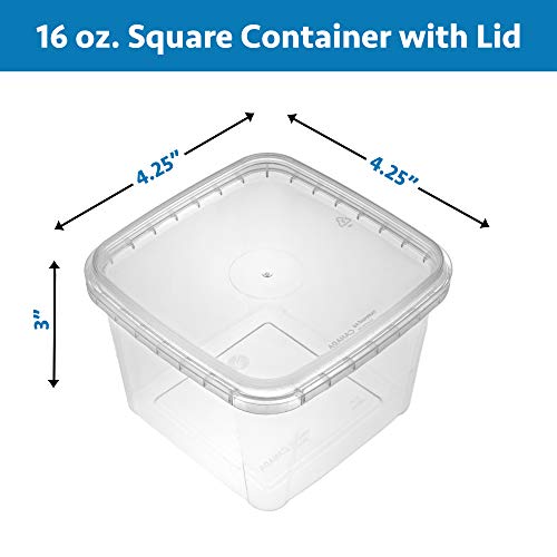 NYHI 16 oz Deli Containers with Lids 20 Pack, Square Clear Plastic Containers with Lids BPA Free, Airtight Soup Containers with Lids for Meal Prep, Take Out & Food Storage - size: 16 oz