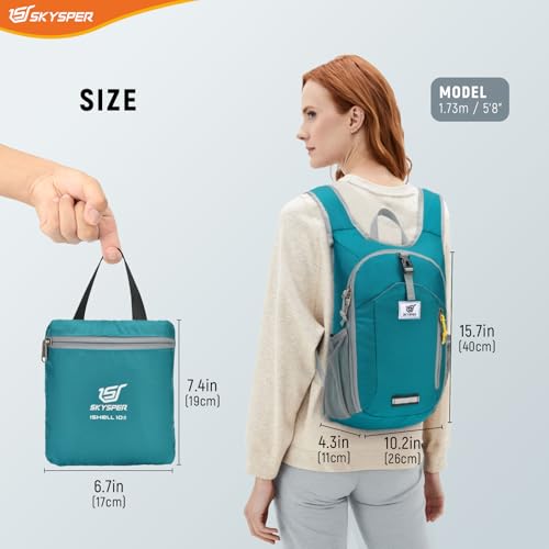 SKYSPER 10L Hiking Backpack Small Foldable Daypack Packable Lightweight Hiking Daypack Travel Day Pack for Women Men - color: Cyan