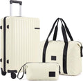 Hoteel Luggage Sets 3 Piece, 4-Yr Warranty, PC+ABS Suitcases with Wheels and Side Hook, Hardshell 20 inch Luggage with Duffel Bag Travel Bag, Beige(20/DB/TB) - color: Beige, size: 3 Piece Set (20/DB/TB)