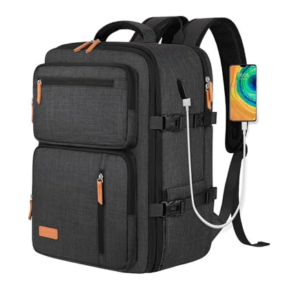 MOSISO 40L Travel Backpack for Women&Men, Flight Approved Carry on Daypack with USB Charging Port&3 Packing Cubes, 17-17.3 inch Expandable Suitcase Laptop Backpack for Office Work Travel, Black