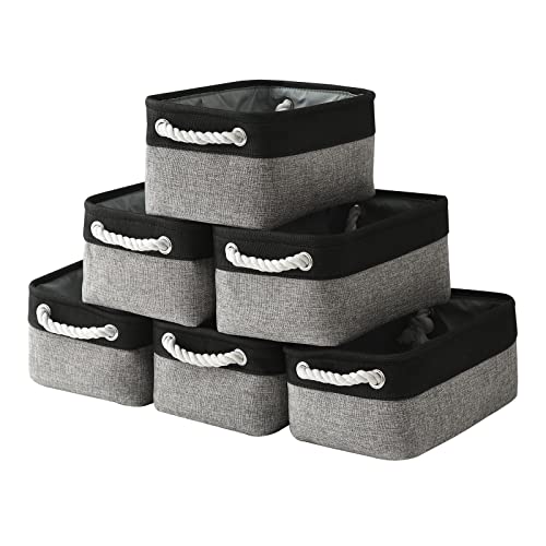Fabric Storage Cubes - Closet Storage Bins Storage Baskets for Organizing with Handles Organization and Storage 11.8 (L) x 7.8 (W) x 5.2 (H) inches - color: Black&Gray, size: Small (Pack of 6)