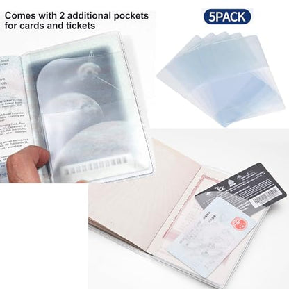 5 Pack Clear Transparent Passport Cover Holder Case Organizer ID Card Travel Protector PVC Material Waterproof (Clear x5) - color: Clear x 5