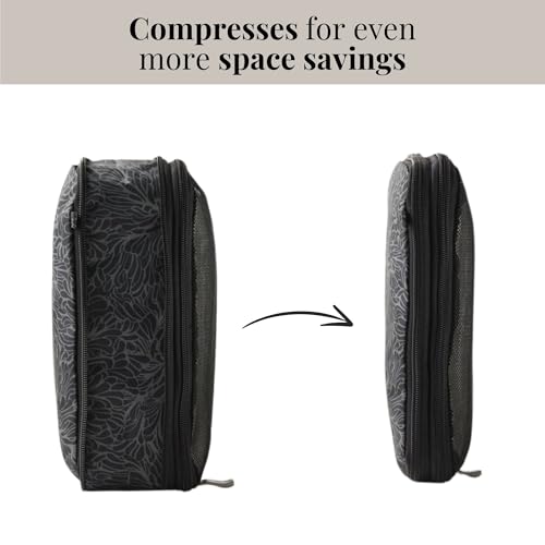 Baggallini Compression Cube 3-piece set - Lightweight Compression Packing Cubes for Travel - color: Midnight blossom