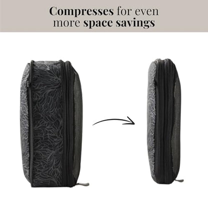 Baggallini Compression Cube 3-piece set - Lightweight Compression Packing Cubes for Travel - color: Midnight blossom