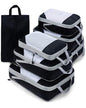 Meowoo 7 Set Compression Packing Cubes for Travel, Durable Ripstop Mesh Suitcase Organizer with Shoe Bag, Ultralight & Expandable Space Saver Travel Cubes - color: Black