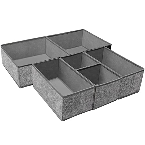 Criusia Foldable Underwear Drawer Organizer, Closet Dividers, Storage Box for Clothes, Socks (6 Bins, Gray) - color: A-Grey, size: 6 Pack