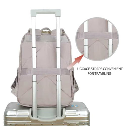 KROSER Laptop Backpack for Women 15.6 Inch Stylish Daypack with USB Charging Port, Water-repellent Nylon Backpack for Travel/Business, Dusty Pink - color: Dusty Pink