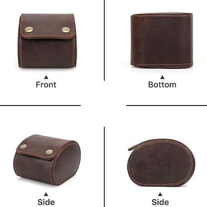 Personalized Custom Name Watch Case Roll Organizer, Genuine Leather Travel 1-Watche Case For Watch/Bracelet (03 Coffee) - color: 03 Coffee
