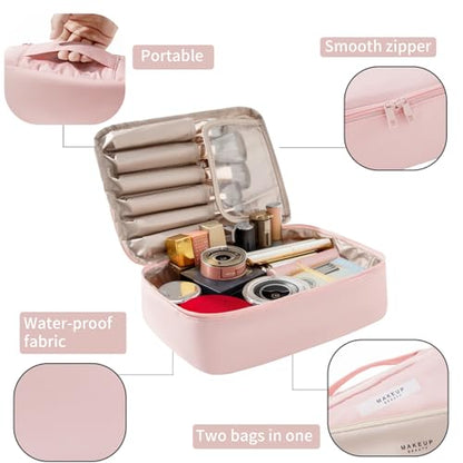 Queboom Travel Makeup Bag Cosmetic Bag Makeup Bag Toiletry bag for women and men(Pink) - color: Pink