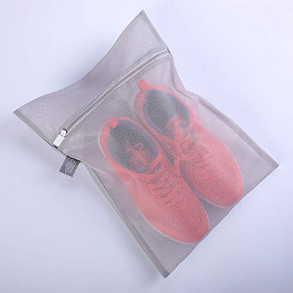 Kimmama Laundry Bags Mesh Wash Bags, Laundry Net Bag, Grey, 1M +1L | Lingerie Bags for Wash Delicates, Scarf, Small Toy, Sock, Cap, Shoe, Sneaker, Tumble Dryer Safe - color: Grey, size: 1L(16x20")+1M(12x16")