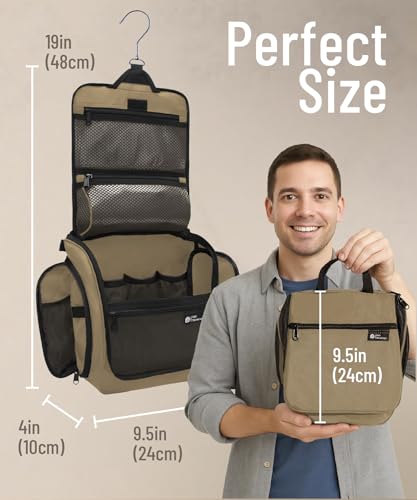 D&D Wanderlust D&D Hanging Travel Toiletry Bag for Men and Women – Cosmetics, Makeup and Toiletries Organizer Kit with 10 Compartments - color: Brown and Black