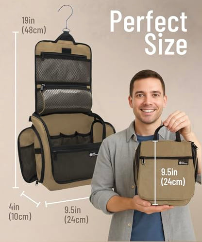 D&D Wanderlust D&D Hanging Travel Toiletry Bag for Men and Women – Cosmetics, Makeup and Toiletries Organizer Kit with 10 Compartments - color: Brown and Black