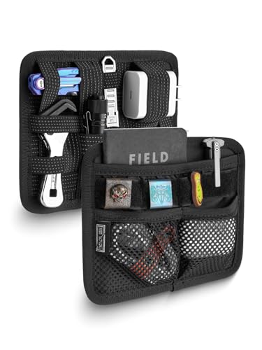 TACTICAL_GEEK TCM8 EDC Organizer Board, Anti-Slip Elastic Woven Board, Utility Bag Insert Panel for Small Gear, Backpack Accessories with Open Pocket & Mesh Pocket (Black) - color: TCM8-Black