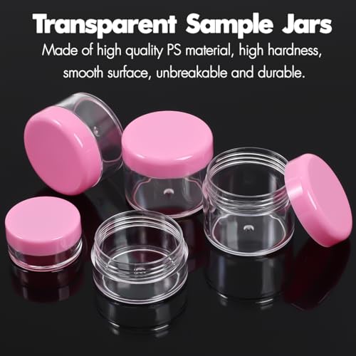 10 Pieces Travel Size Containers, 3/5/10/15/20 Gram Small Travel Containers for Cream, Lotion, Lip Balm and Toiletries, Leak Proof Sample Jars With Labels & Spatulas, Pink - color: Pink
