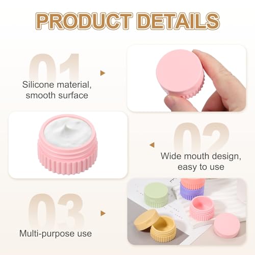 uxcell 4pcs Travel Containers for Toiletries, 0.68oz 20ml Small Silicone Cream Jars Leak-proof Travel Essentials with Lid for Cosmetic Body Skin Cream, Pink - color: Pink