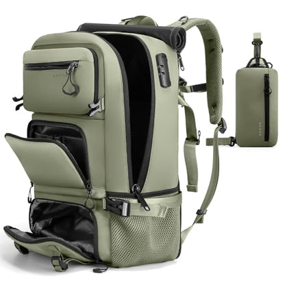 FUTURE AESTHEICS Travel backpack Carry-on Travel Backpack For Women Men Flight Approved Business Weekender Overnight Waterproof Daypack (Green) - color: Green