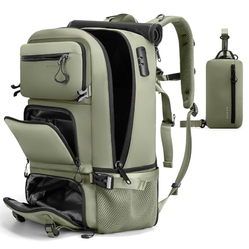 FUTURE AESTHEICS Travel backpack Carry-on Travel Backpack For Women Men Flight Approved Business Weekender Overnight Waterproof Daypack (Green) - color: Green