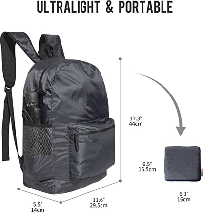 pack all 20L Lightweight Packable Backpack, Water Resistant Foldable Backpack, Travel Hiking Daypack with Waterproof Zippers (Navy Blue) - color: Navy Blue