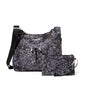 Baggallini Crossbody Travel Bag 11x8.5 Lightweight Water-resistant Nylon Handbag - color: Black Hydrangea