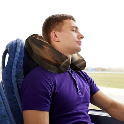 Collie Dog and Horse Together Travel Pillow Neck Rest Memory Foam U-Shaped Pillow Soft Comfortable Travel Neck Pillow Sleeping Rest Cushion Travel Accessories for Airplane Car Office