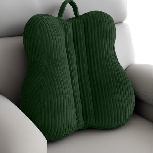 Lumbar Support Pillow for Recliner, Back Support Pillow for Office Chair, Back Cushion with Shredded Foam for Back Pain Relief & Reading, Lumbar Cushions for Couch, Sofa Seat, Car, Green - color: Green