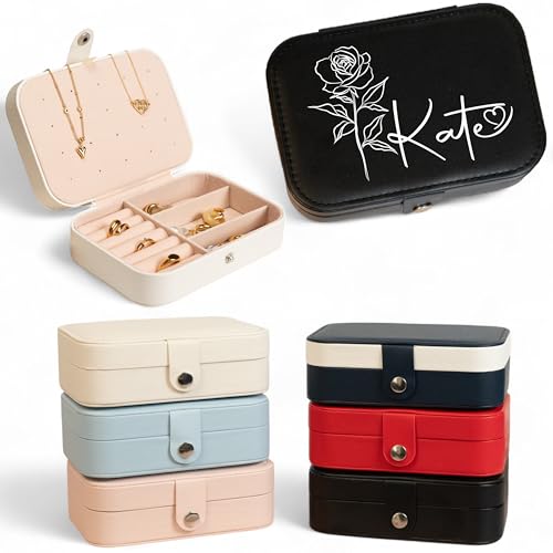 Custom Travel Jewelry Organizer, Jewelry Box, Ring Holder For Jewelry, Travel Accessories For Women, Jewerly Organizator, Bridesmaid Gifts - color: Birth Flower