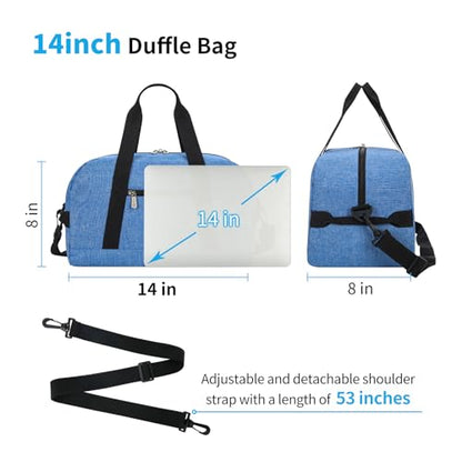 Apenze Small Gym Bag 14 inch lightweight Carry On Mini Duffel Bag for Travel Sport - Denim Blue - color: Denim Blue