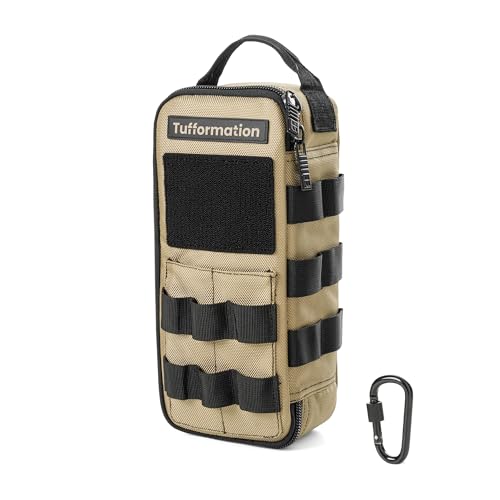 Tufformation Heavy Duty Small Tool Bag Pouch Portable Utility Organizer Case with Zipper Handle. Perfect for EDC, Motorcycle, Road Bike, Electricians & More - color: Tan