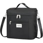 Voova Lunch Bag for Men and Women, Insulated Lunch Box with Shoulder Strap, Adult Reusable Lightweight Nylon Waterproof Lunchbox Lunch bags for Work, Black - color: Black