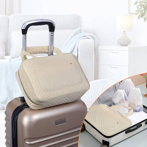 Hanging Toiletry Bag for Women Cosmetic Toiletries Travel Bag, Beige - color: Beige