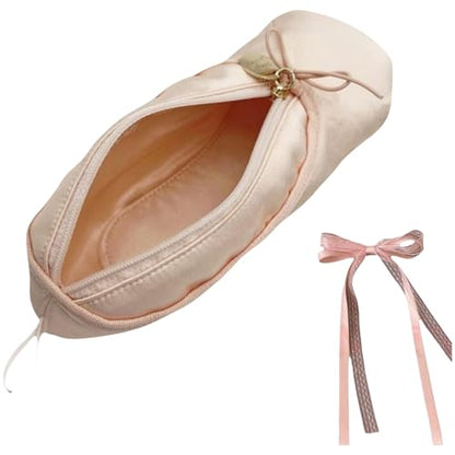 Ballet Dance Shoe Makeup Bag For Little Girls, Ballerina Slipper Makeup Pouch Bag, Ballet Pointe Shoes Gifts (Pink-H2) - color: Pink-H2