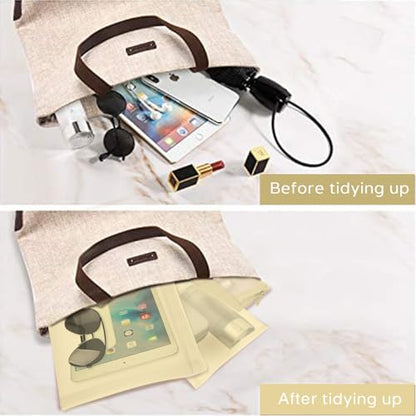 EASYFUN Mesh Pouch, Make up Bag with Zipper Cosmetic Organizer Pouch for Daily or Travel to Keep Small Items, 4 PCS Champagne - color: Champagne