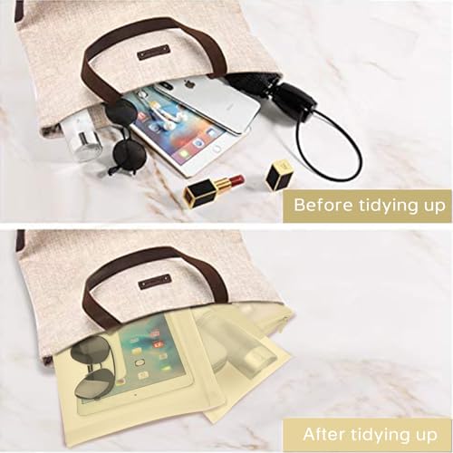 EASYFUN Mesh Pouch, Make up Bag with Zipper Cosmetic Organizer Pouch for Daily or Travel to Keep Small Items, 4 PCS Champagne - color: Champagne