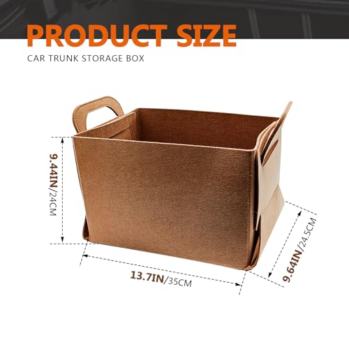 Felt Car Trunk Organizer, Foldable Vehicle Storage Box, Large Capacity Multi-Purpose Automotive Interior Accessories for Cars, SUV, Sedan, Truck (Brown) - color: brown