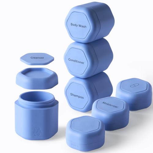 Cadence Travel Containers - Daily Routine Capsule Set - Magnetic Containers with Lids,4 Flex Mediums (1.32oz) & 3 Flex Smalls (0.56oz) - Shampoo, Conditioner, Body Wash, Pills, & More - Pacific - color: Pacific