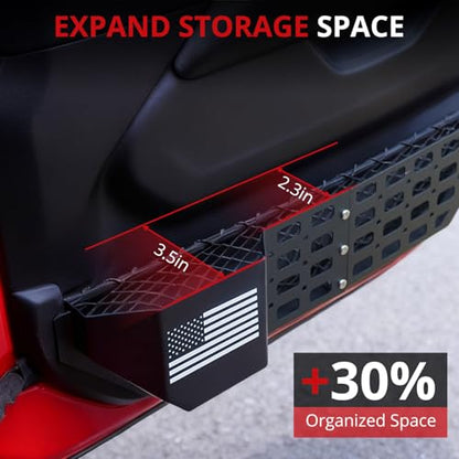Metal Front Door Pocket Storage Box Compatible with Jeep Wrangler JL JLU 4XE 2018-2025 & Gladiator JT 2020-2025, Car Door Organizer Molle Panel, 2PCS
