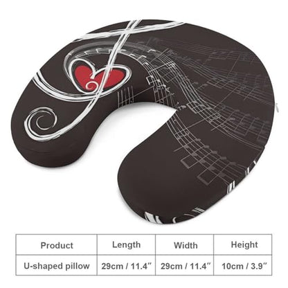 Treble Love and Music Travel Pillow Neck Rest Memory Foam U-Shaped Pillow Soft Comfortable Travel Neck Pillow Sleeping Rest Cushion Travel Accessories for Airplane Car Office