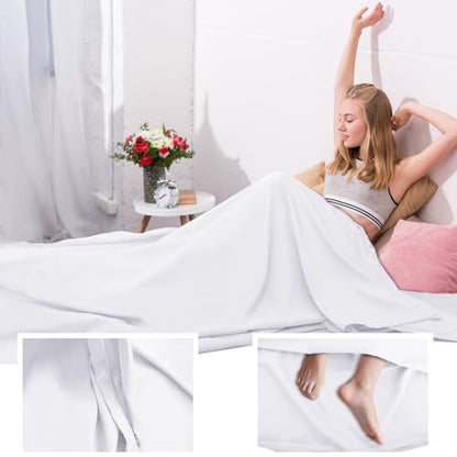 Sleeping Bag Liner,Travel Sheet & Adult Sleep Sack, Camping Sheets Travel Sleep Sack for Backpacking,Hotels & Hostels -Lightweight Single &Double Travel Sheet Camping Sheets - color: Single White