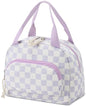 Lunch Bag Women Lunch Box for Women Adult Cute Insulated Lunch Bag Small Cooler Lunch Tote Bags for Work Picnic Travel(Beige-Purple Plaid) - color: Beige-Purple Plaid