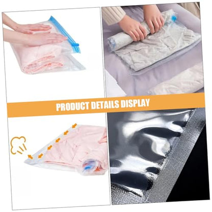 UKCOCO 12pcs Travel Compression Storage Bags Roll up Vacuum Cloth Bags Pa+pe 7-layer Reusable Space Saver for Clothing Luggage Packing